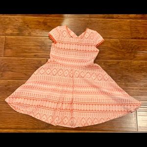 Poof Girl Large Orange/White Patterned Dress